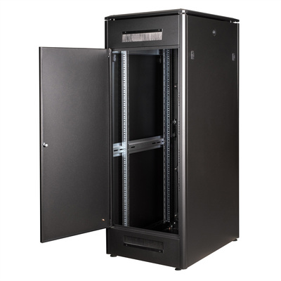 19" Rack na podlahu 32U, 1609x600x800mm (HxWxD), PRO, sklenené dvere, čierny