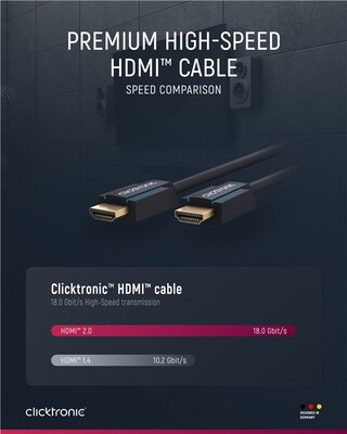 Kábel HDMI M/M 3m, High Speed+Eth, 4K@60Hz, HDMI 2.0, 18G, pozl. konektor, modrý, C