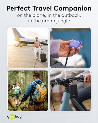 Power Bank 20000mAh, QC 3.0, LED display, zabudovaný kábel USB Typ C 0.13m, 12x7x3cm, čierna