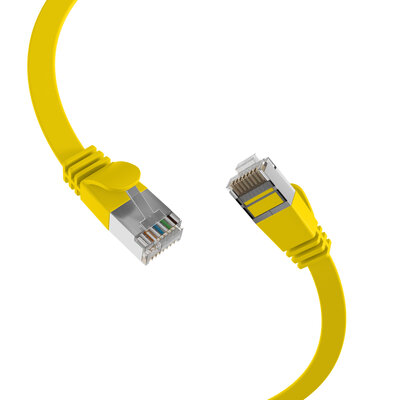 U/FTP (PiMF) Patchkábel 0.25m cat.6a, žltý, plochý, Cu
