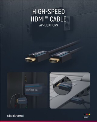 Kábel HDMI M/M 20m, High Speed+Eth, 4K@60Hz, HDMI 2.0, 18G, pozl. konektor, modrý, C
