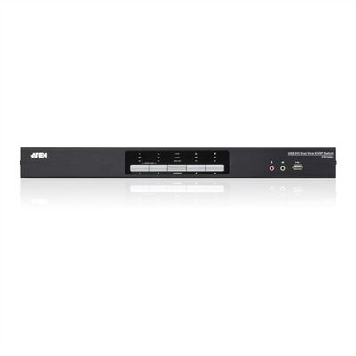 KVM switch/prepínač 4PC, DVI-I, USB, USB hub, audio, DUAL VIEW