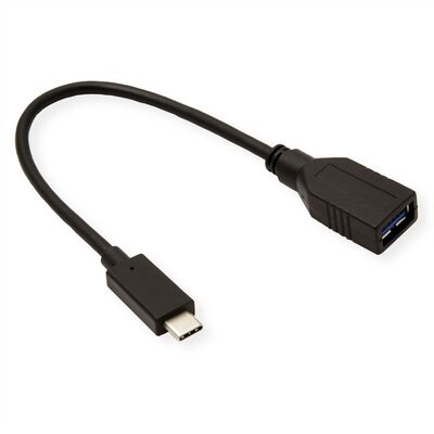Kábel USB 3.2 Gen 1, Typ C CM/AF 0.15m, 5Gbps, OTG, čierny