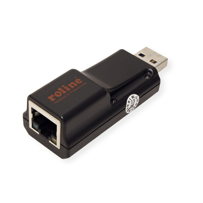 Adaptér USB 3.2 Gen 1 na RJ45 (Gigabit Ethernet), dongle + 10cm kábel A-A M/F, čierny