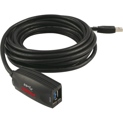 Kábel USB 3.2 Gen 1, A-A M/F 5m, 5Gbps, čierny, predlžovací, AKTÍVNY