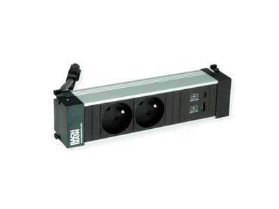 Power Frame 2xUTE 230V, nabíjačka (USB A + USB C), 0.2m kábel 1.5mm², GST18, hliník/čierny
