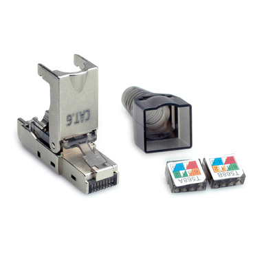 Konektor 8/8 RJ45 cat.6, 1Gbit, na drôt, montáž bez klieští AWG 23-26, pre kábel priem. 6-9mm