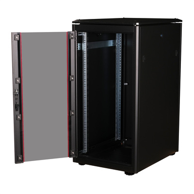 19" Rack na podlahu 22U, 1164x600x800mm (HxWxD), PRO, sklenené dvere, čierny