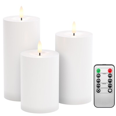 Led sviečky na diaľkové ovládanie, biele 3ks/bal