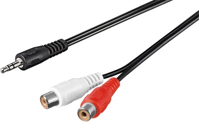 Kábel 3.5mm stereo/2xCinch M/F 1.5m, čierny
