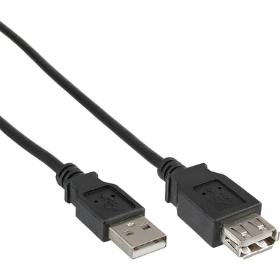 Kábel USB 2.0 A-A M/F 0.5m, High Speed, predlžovací, čierny