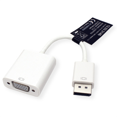 Adaptér DisplayPort na VGA M/F, 15cm biely, DP ver. 1.2, aktívny