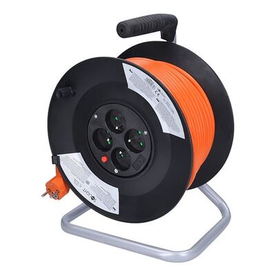 Predlžovačka bubon 50m s 4 zásuvkami, 1.50mm², tepelná poistka, oranžová