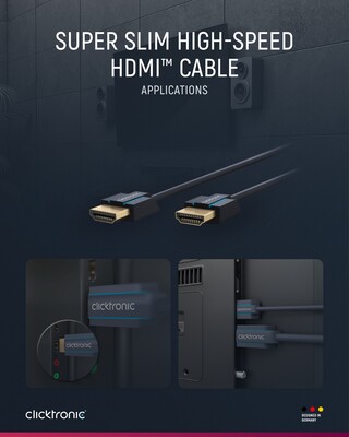Kábel HDMI M/M 1.5m, High Speed+Eth, 4K@60Hz, HDMI 2.0, 18G, pozl. konektor, modrý, Slim, C