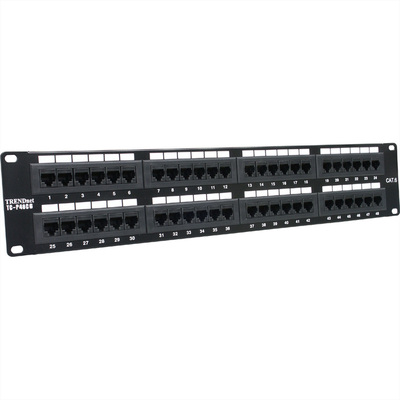 19" Patch panel 48port cat.6, netienený, 2U, čierny, TRENDnet