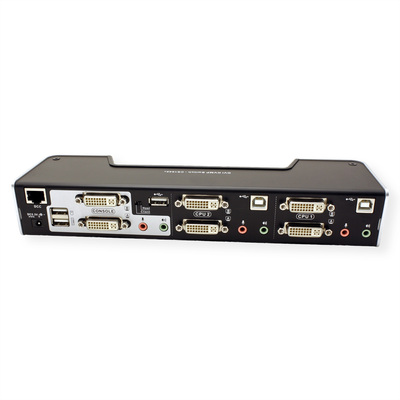 KVM switch/prepínač, Dual-View, 2PC, DVI-I, USB, HotKeys, OSD