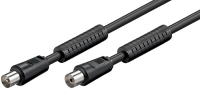 Kábel anténny, koax TV M/F predlžovací 1.5m, 75 Ohm, 80dB, 2x tienený, CCS, s ferritom, čierny