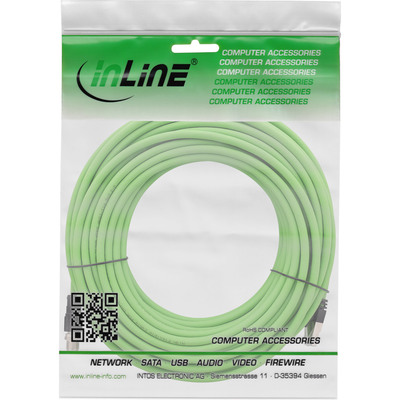 Káblový adaptér M12 (8pin, X-kódovaný) na RJ45 (cat.6a), 15m, PUR, zelený