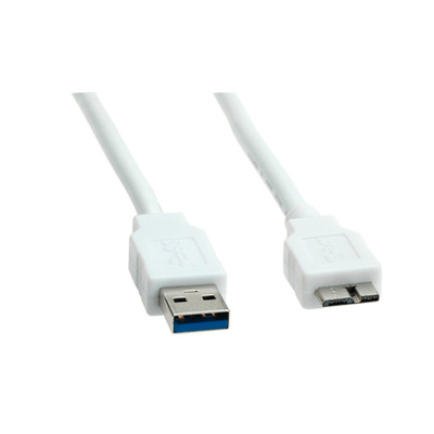 Kábel USB 3.0 A/MICRO-B M/M 3m, Super Speed, biely
