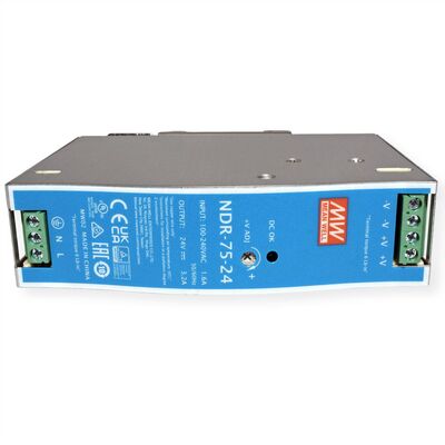 Napájací zdroj MEAN WELL NDR-75-24, montáž na DIN, 75W, 24V DC, 32x125.2x102 mm