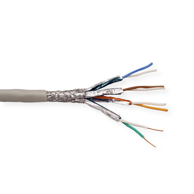 S/FTP (PiMF) drôt PVC 100m cat.7, AWG23, CPR Eca, 1000Mhz, 10GBase-T, sivý, meď