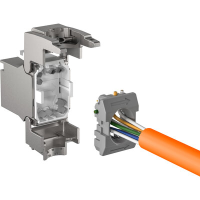Konektor Keystone cat.6a, tienený, strieborný, beznástrojový (toolless), SlimLine/ShortBody, GHMT