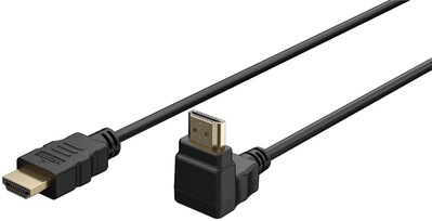 Kábel HDMI M/M 1.5m, Ultra High Speed+Eth, 4K@60Hz, HDMI 2.0, čierny, zahnutý konektor 90° smer dole