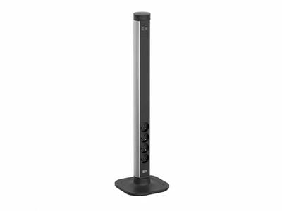 Predlžovačka CYCLE POLE L, 4xUTE 230V, USB nabíjačka, 2.5m kábel 1.5mm², hliník/čierna