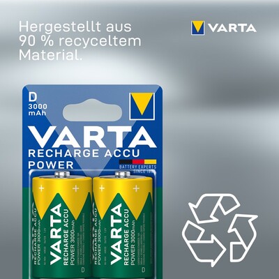 Batéria VARTA RTU nabíjacia D (2ks) 1.2V 3000mAh NiMH (HR20 56720) 2BL