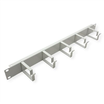 19" Panel vyväzovací, organizér 1U, lišta 5x oko (Typ G) 40x60mm, kovový, sivý RAL7035