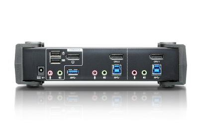 KVM switch/prepínač 2PC, DisplayPort 1.2 (4K@60Hz), USB 3.1 Gen 1, USB hub, Audio, čierny