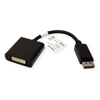 Adaptér DisplayPort na DVI-I M/F, 15cm čierny