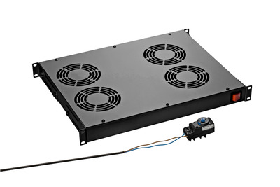 19" Ventilačná jednotka, stropná, 4 vetráky, sivá