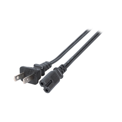 Kábel sieťový 230V, 2pin vidlica (NEMA 5-15P) US priama - C7 (2pin), 1.8m, 0.83mm², 3A, čierny