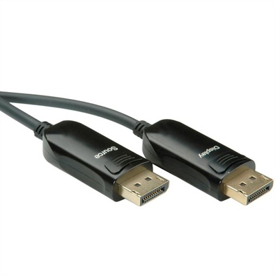 Kábel DisplayPort M/M 30m, 8K@60Hz, DP v1.4, 32.4Gbit/s, čierny, jednosmerný, aktívny, optický