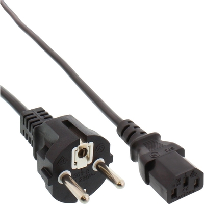 Kábel sieťový 230V, vidlica (CEE7/7) priama - C13, 1m, 0.75mm², 10A, čierny