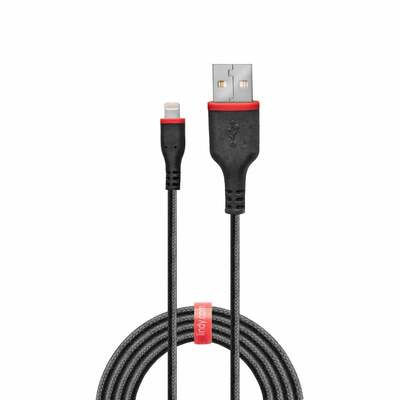 Kábel USB "Lightning" pre Apple, 1m, High Speed, posilnený, čierny s MFI cert.