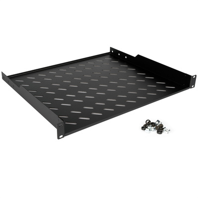 19" Polica 400mm, max. 15kg, 1U, sada skrutiek a podložiek v balení, čierna