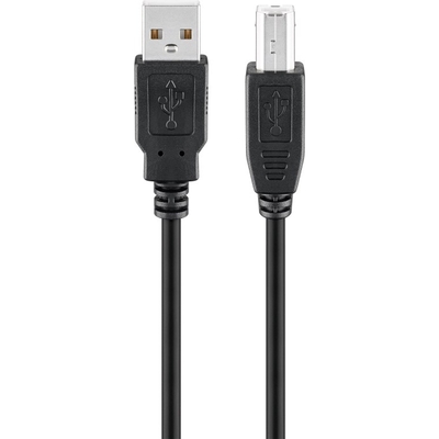 Kábel USB 2.0 A-B M/M 5m, High Speed, čierny
