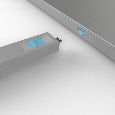 USB 3.1 Typ C Port Blocker, 1x kľúč, 4x zámok USB-C, modrý