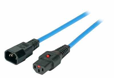 Kábel sieťový 230V predlžovací, C13 so zámkom - C14, 1.5m, 1.00mm², 10A, čierny