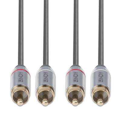 Kábel Cinch 2x audio M/M 3m, sivý, pozl. konektor, Slim, Cromo Line