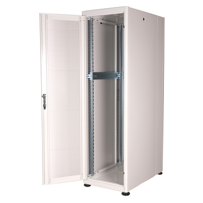 19" Rack na podlahu 42U, 2010x600x1000mm (HxWxD), BASIC, perforované dvere, sivý