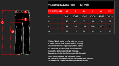 Nohavice MONTI  čierna+červená XXL