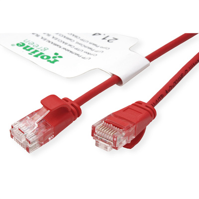 UTP Patchkábel LSOH TPE 0.5m cat.6a, červený, slim, Cu, Flex Cable, Roline Green, Eco obal