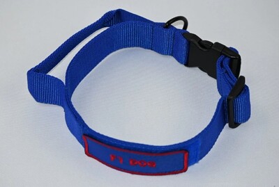 Obojok PATROL BLUE, 45-60cm, taktický na obranu, suchý zips pre nalepenie nášivky, modrý