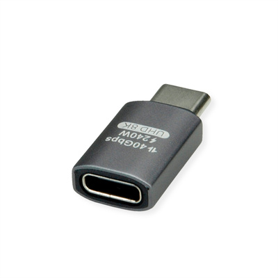 Adaptér USB 4 Gen 3x2, Typ C CM/CF, priamy, 40Gbps, PD 240W, sivý/čierny