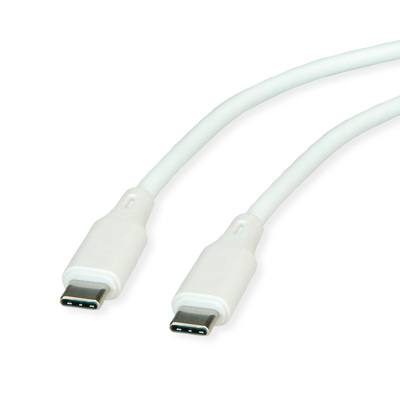 Kábel USB 2.0, CM/CM, 1m, High Speed, PD 60W 20V3A, biely, pozl. konektor, flexiblný