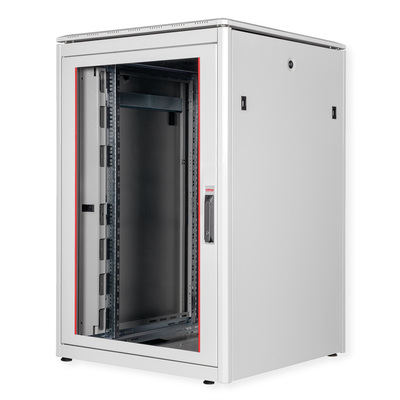 19" Rack na podlahu 22U, 1164x800x800mm (HxWxD), PRO, sklenené dvere, sivý