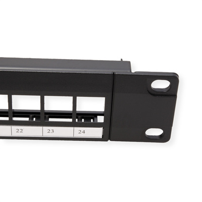 19" Patch panel 24port Keystone, netienený, 1U, čierny